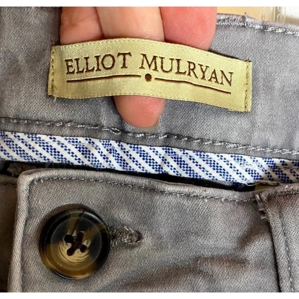 Elliot Mulryan Chino Pants Mens 36x30 Gray Cotton Straight Leg Slash Pocket - Picture 5 of 10